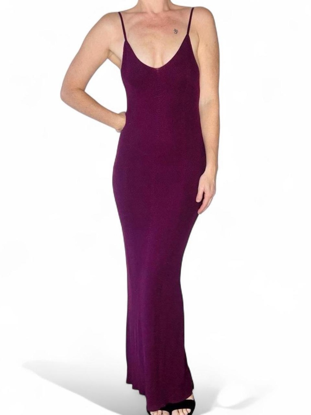 Freshman 1996 Purple Plum Ribbed BodyCon Maxi Dress